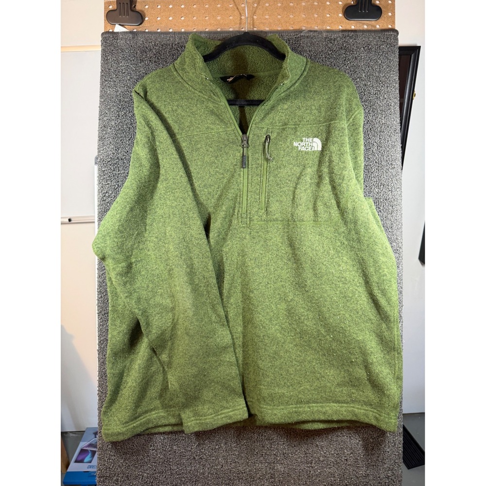 The North Face Gordon Lyons 1/4 Zip Pullover Mens XL Green Fleece Sweater 104